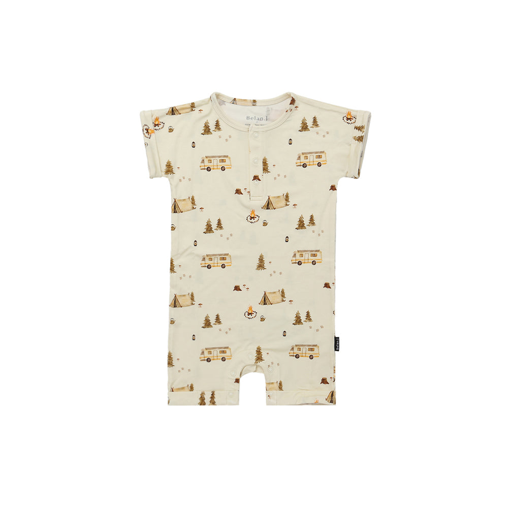 Bamboo Shortall Romper - Day Camp