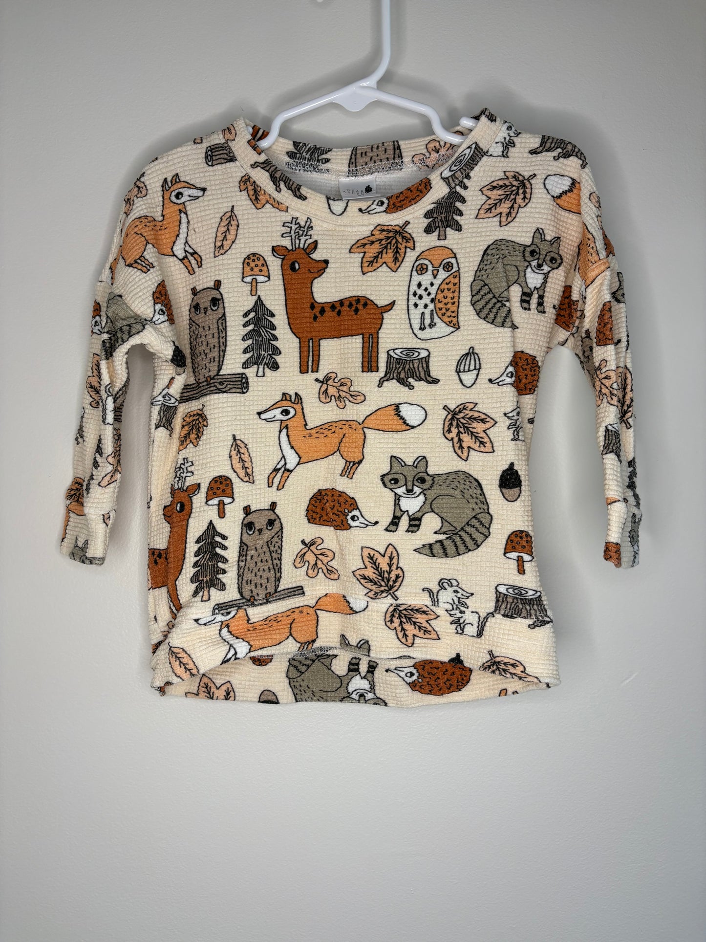 pre-loved :: 2T Woodland Friends Waffle Crewneck