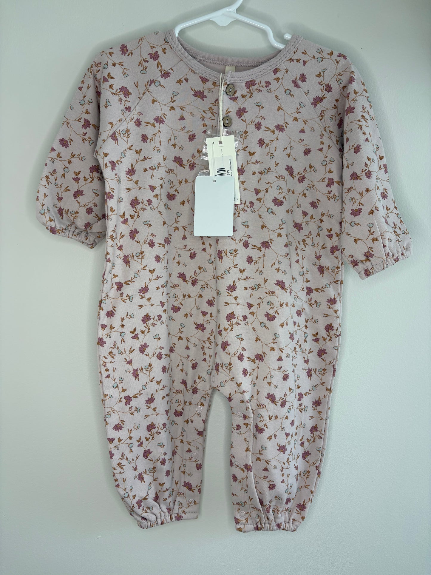 pre-loved :: 6-12M Henley Bubble Romper in Garden (NEW)