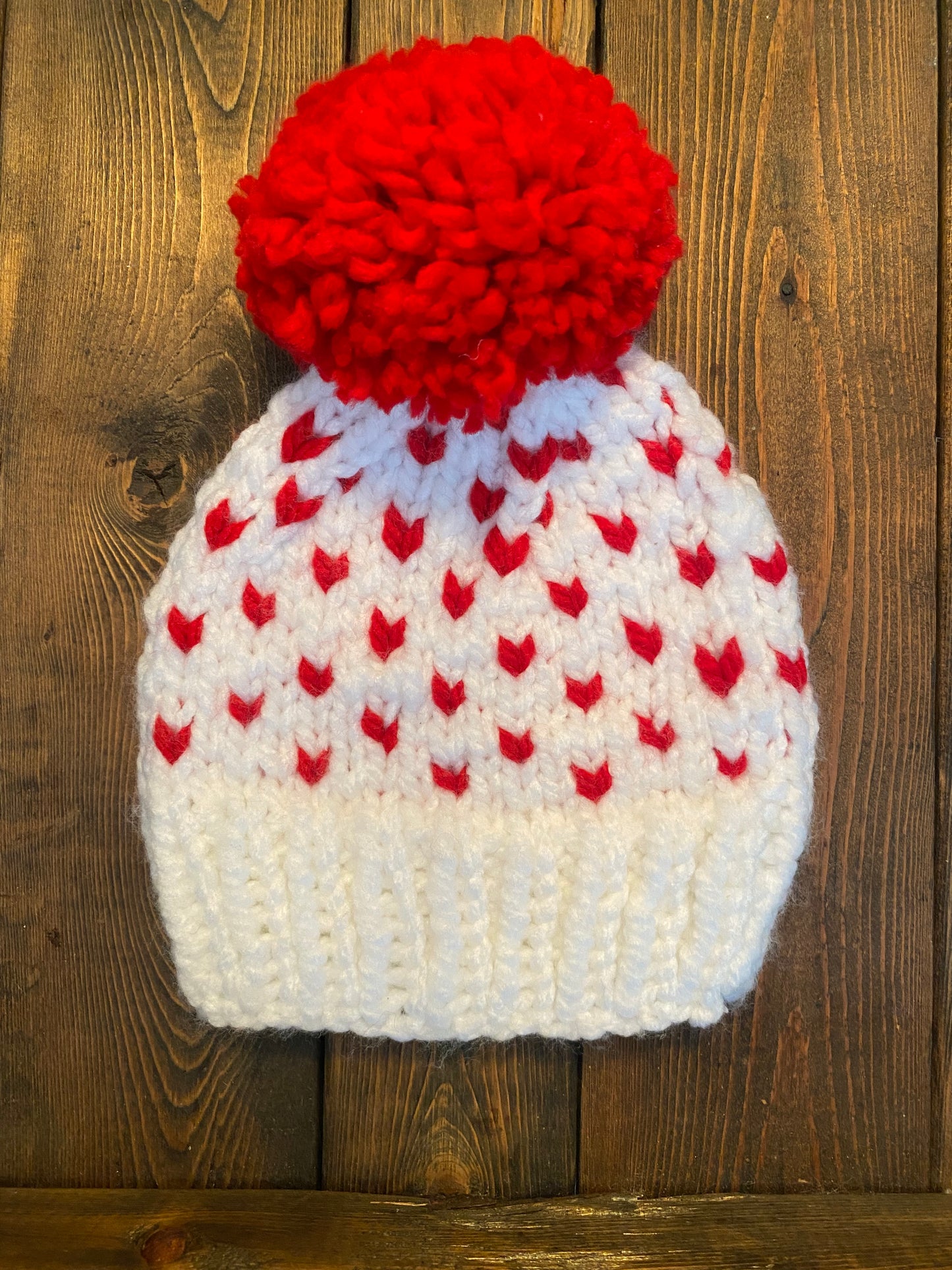 Hand Knit Valentine's Heart Hat