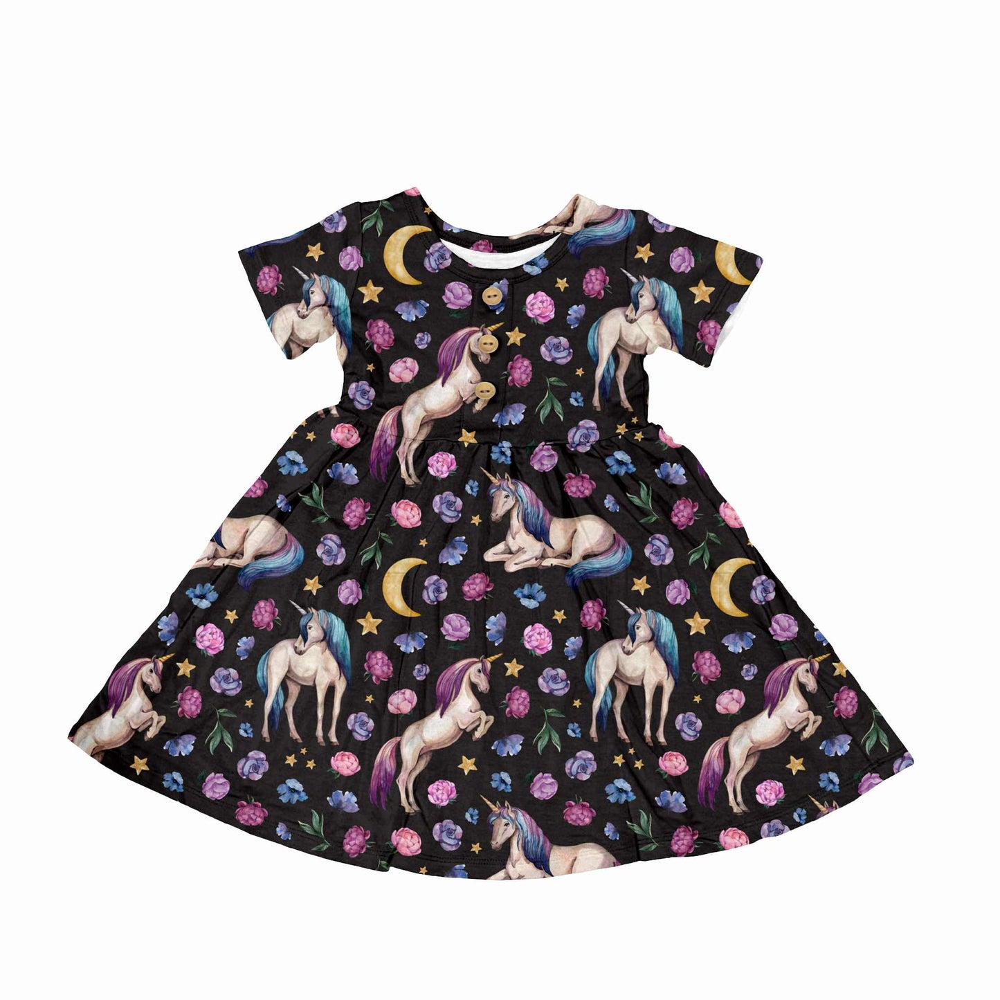 Bamboo Twirl Dress - Unicorns