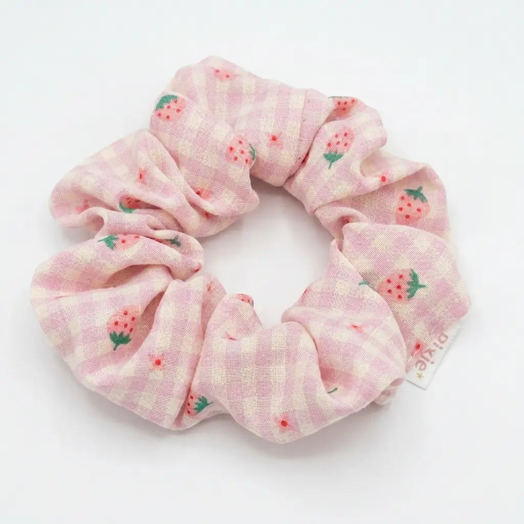 Strawberry Gingham Scrunchie