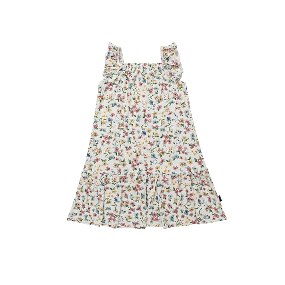 Ruffled Sleeve Bell Dress - Spring Meadow