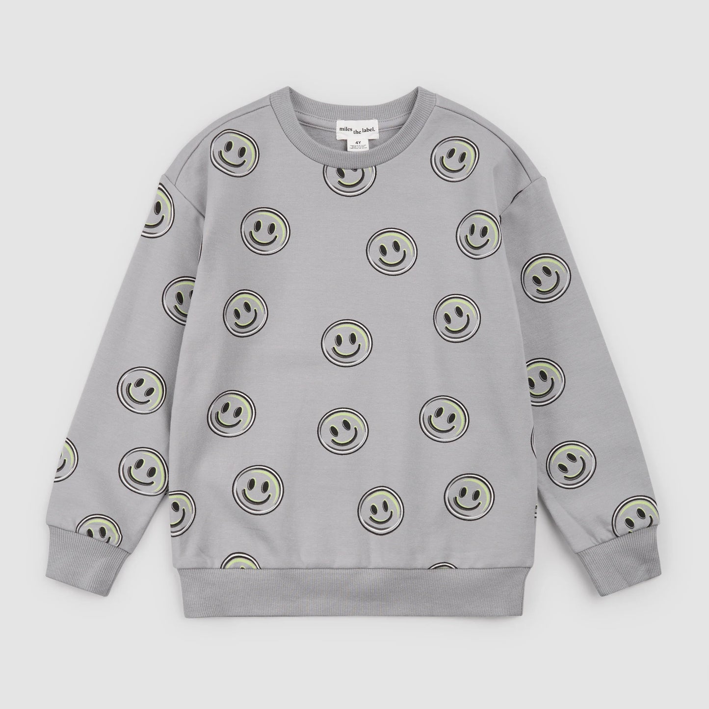 Smiley Face Print on Smoke Grey Sweatshirt