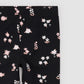 Pink Flowers Print on Black Leggings