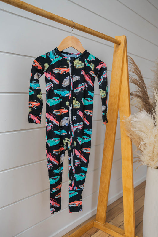 Bamboo Zipper Sleeper - Vintage Cars