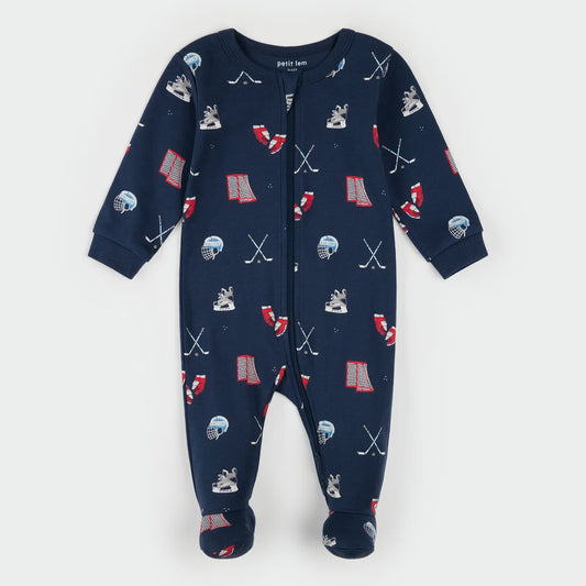 Footed Sleeper - Navy Hockey
