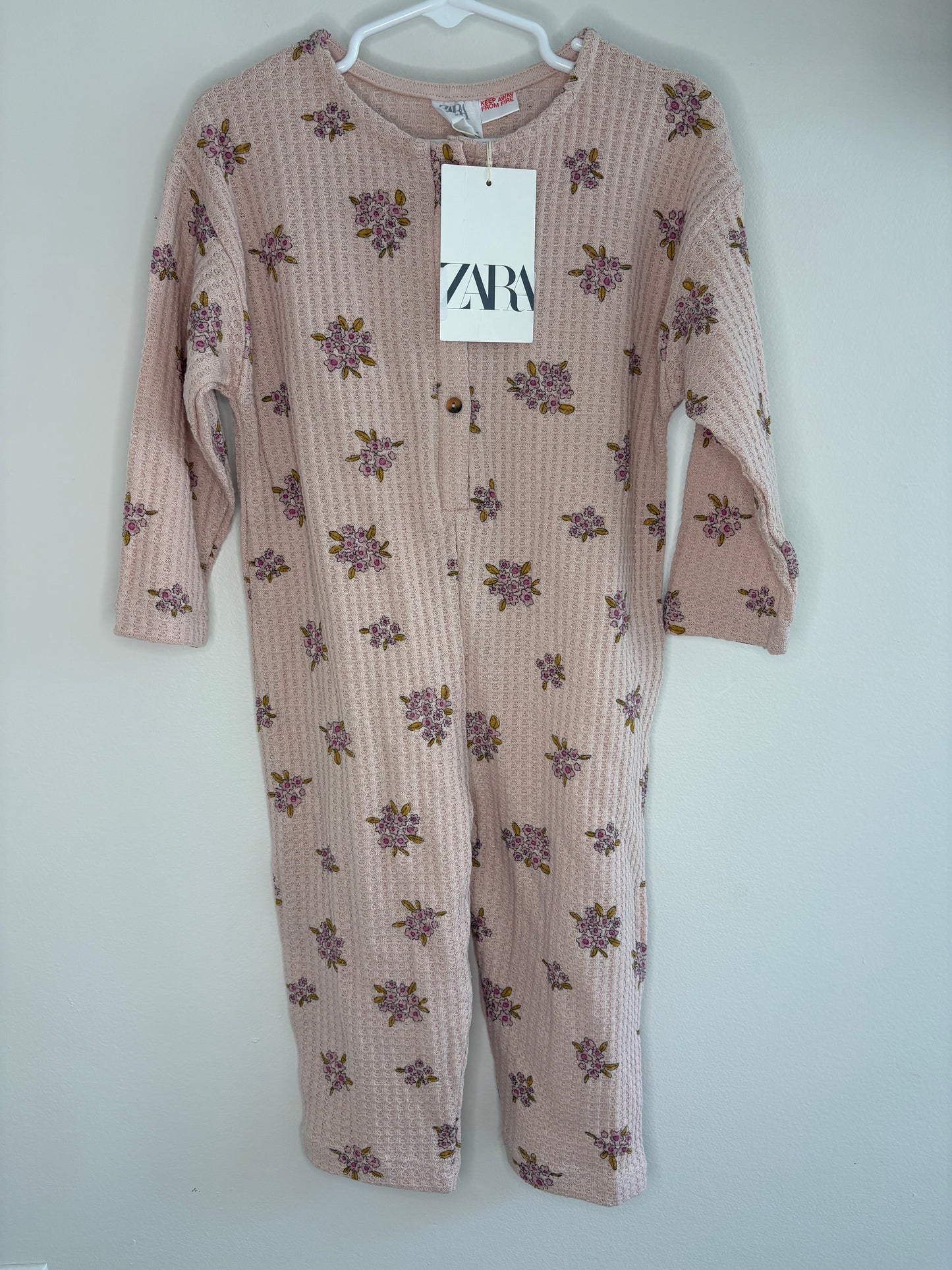 pre-loved :: 3T Pink Floral Waffle Romper (NEW)