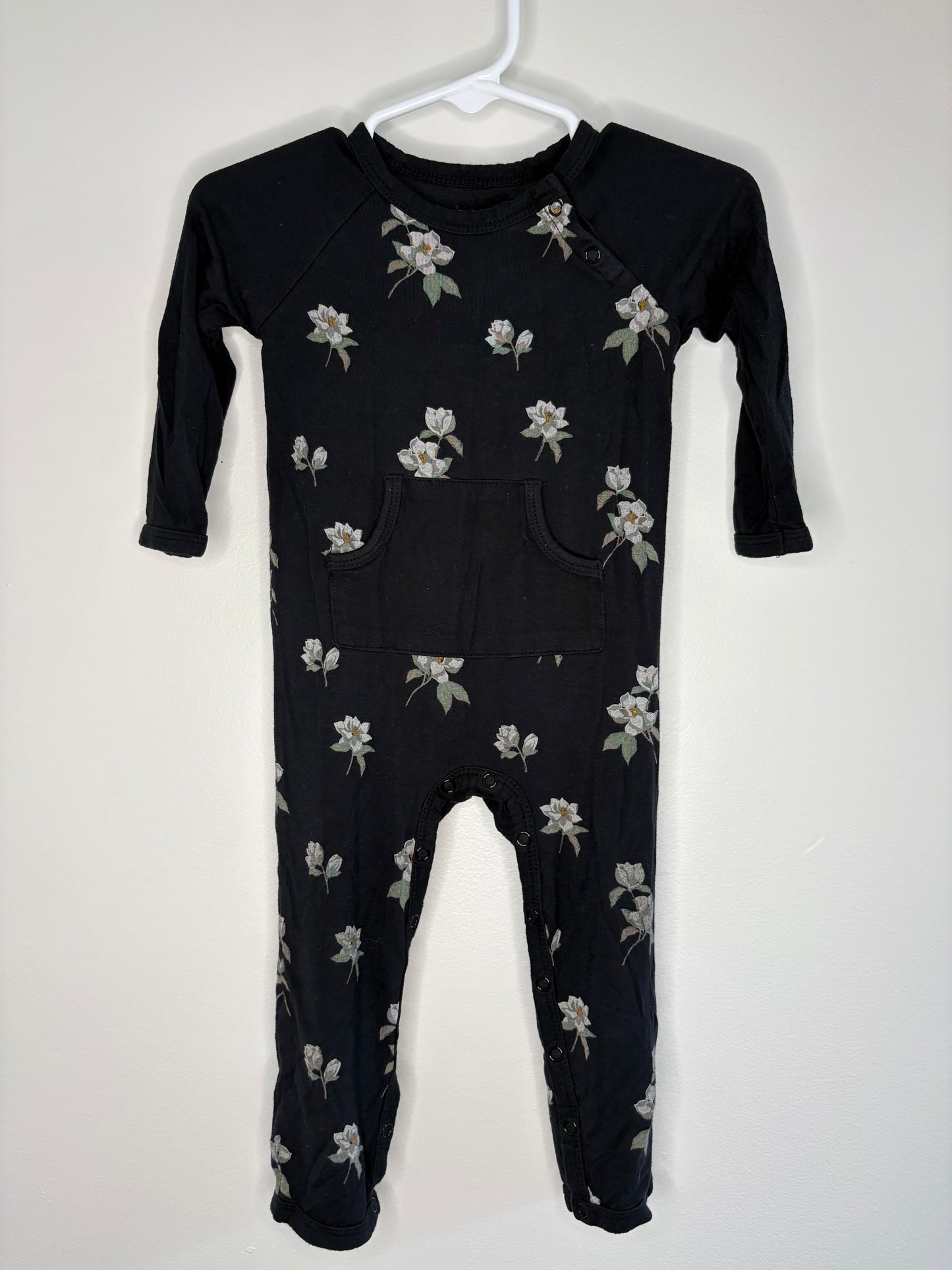 pre-loved :: 12-18M Black Floral Bamboo Romper