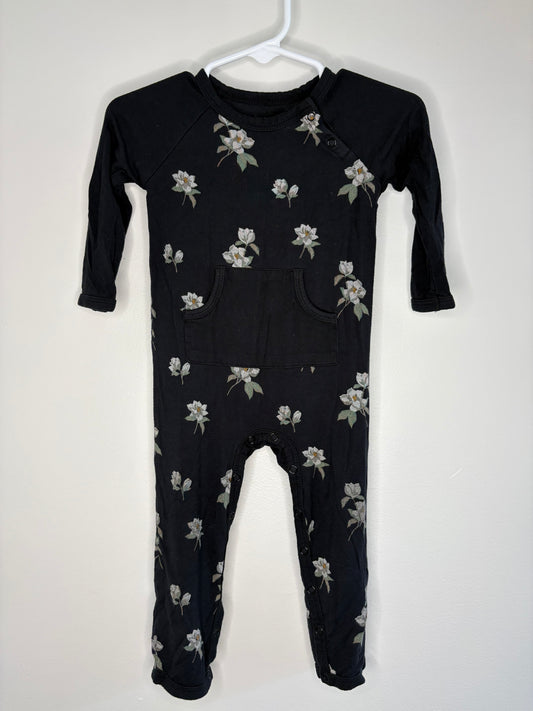 pre-loved :: 12-18M Black Floral Bamboo Romper