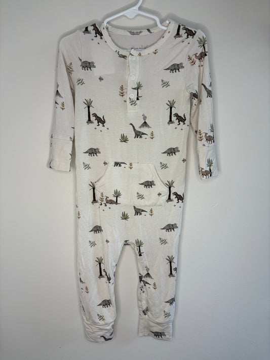 pre-loved :: 18-24M Bamboo Dinosaur Pocket Romper (flaw)
