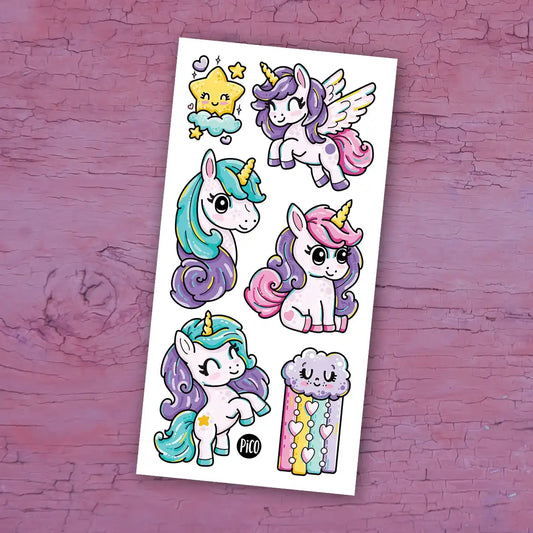 PiCO Tattoo Sheet - Rainbow Ponies