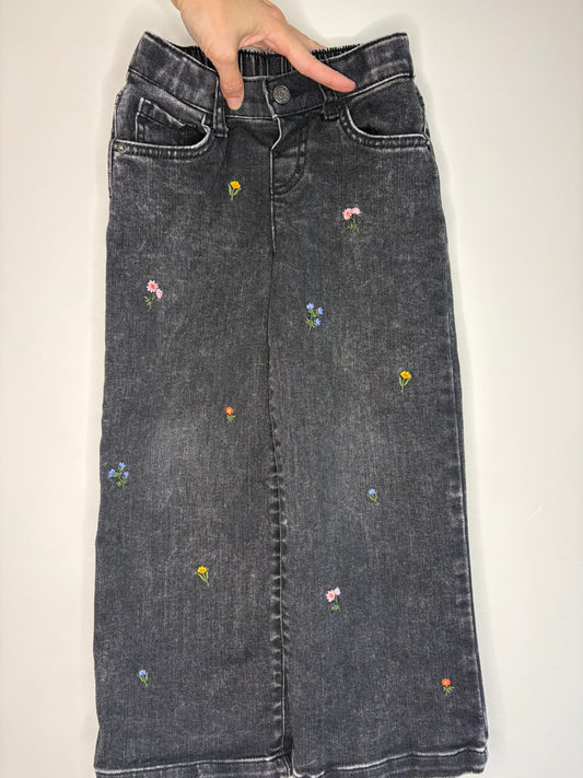 pre-loved :: 5T Grey Wash Embroidered Denim