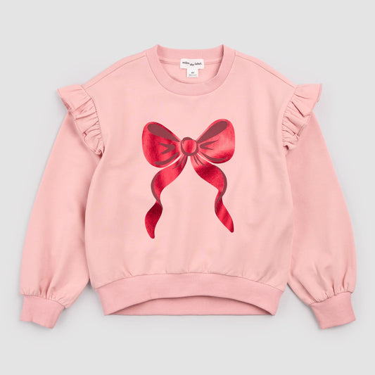 Ruffle Sweatshirt - Pink Bows