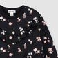 Pink Flowers Print on Black Fleece Sweatshirt