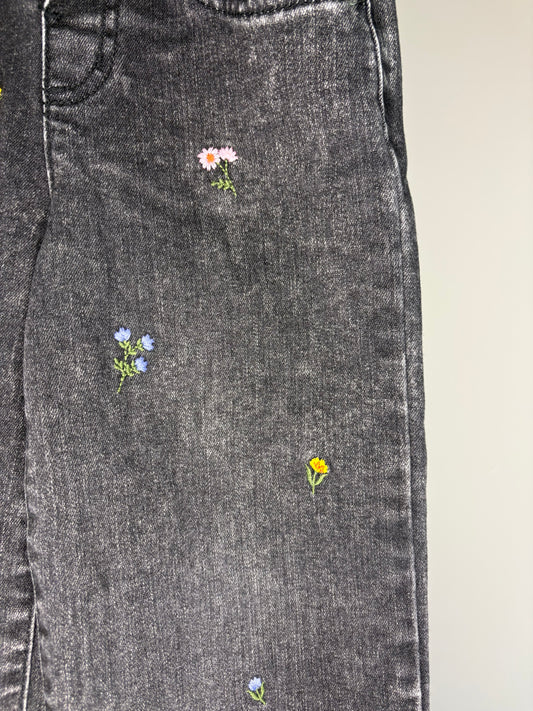 pre-loved :: 5T Grey Wash Embroidered Denim