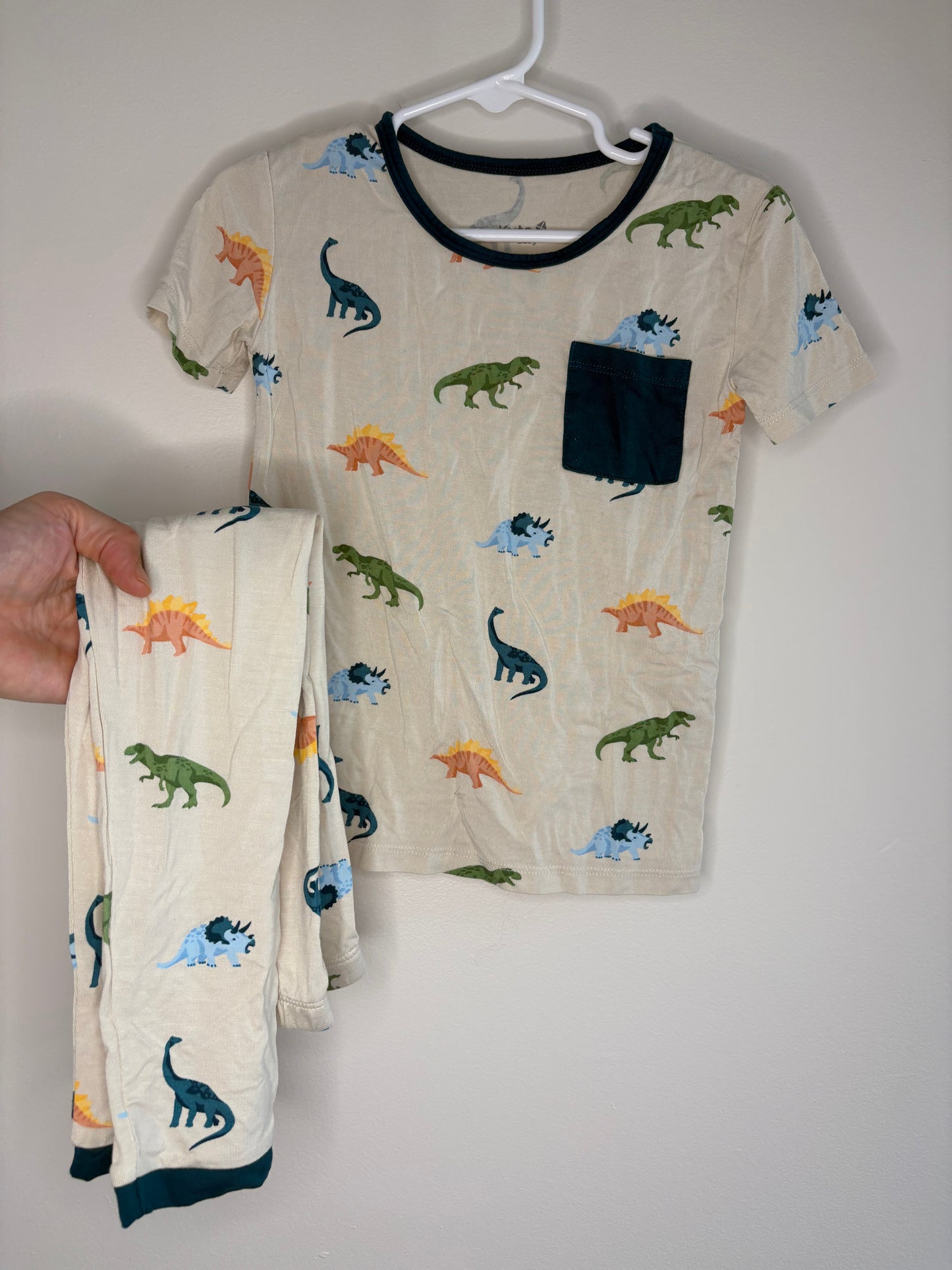 pre-loved :: 4T Teal Dino Bamboo Jammies