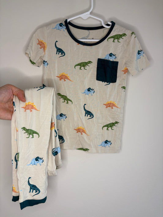 pre-loved :: 4T Teal Dino Bamboo Jammies