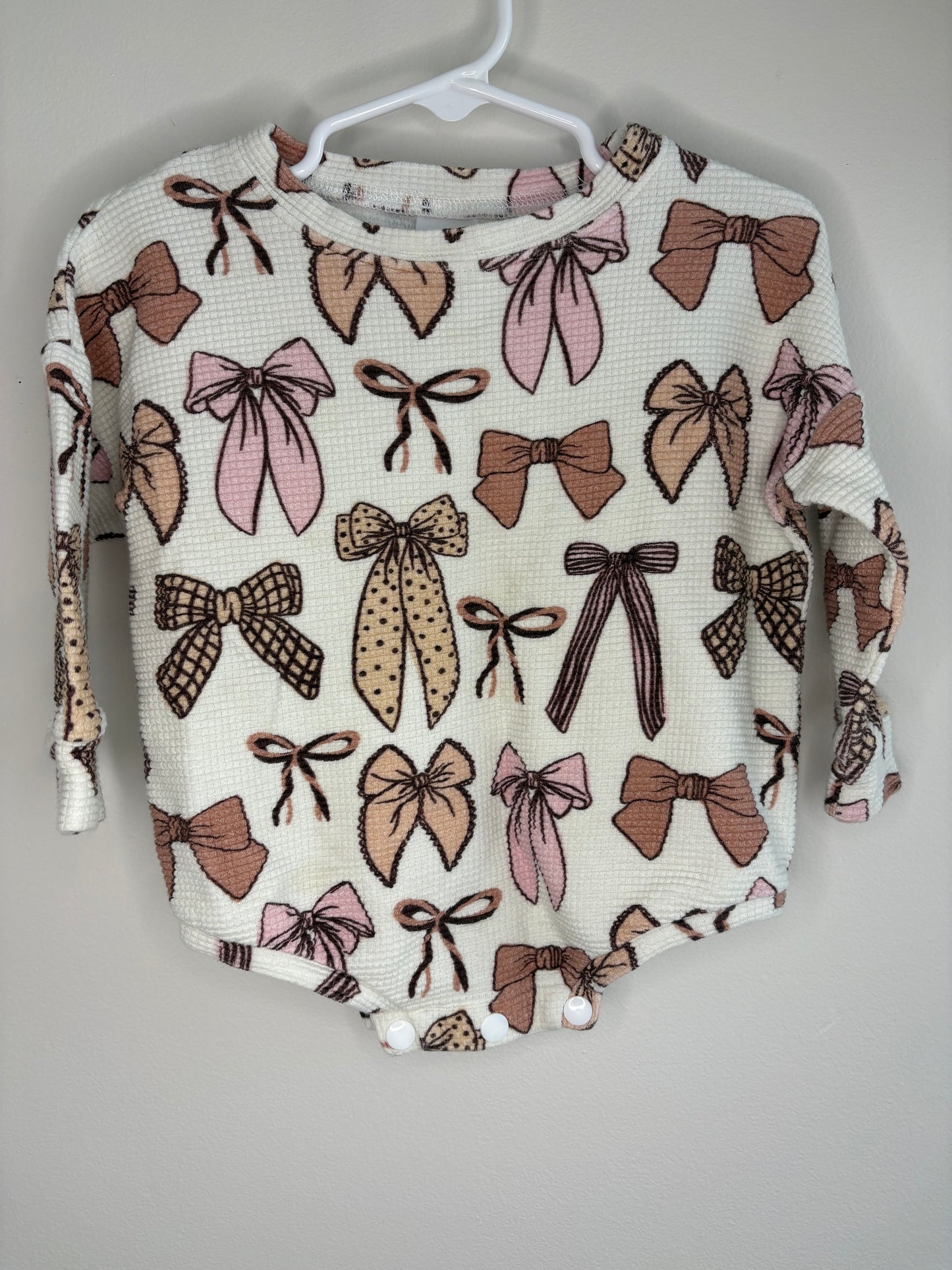 pre-loved :: 12-18M Bows Waffle Bubble Romper