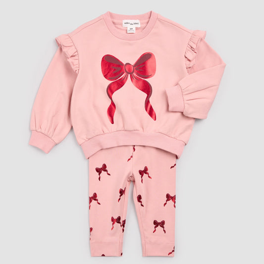 Sweater & Legging Set - Pink Bows