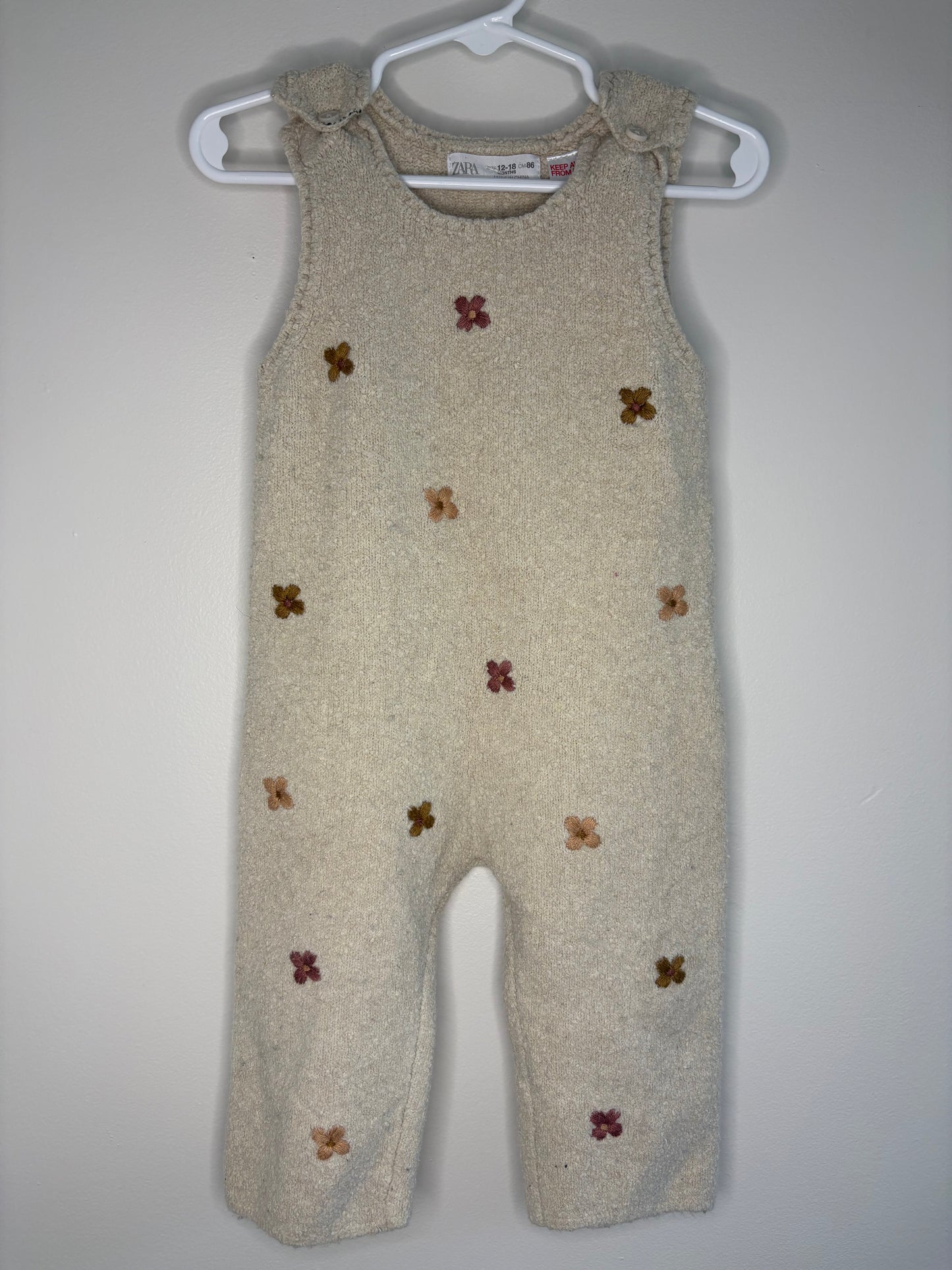 pre-loved :: 12-18M Knit Floral Overalls (GUC)