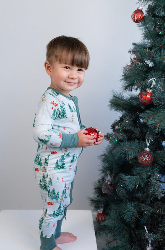 Footless Zipper Sleeper - Sleigh Ride
