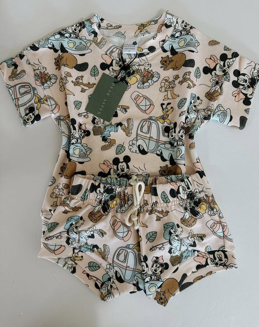 Camping Mouse Friends - Top & Shortie Set