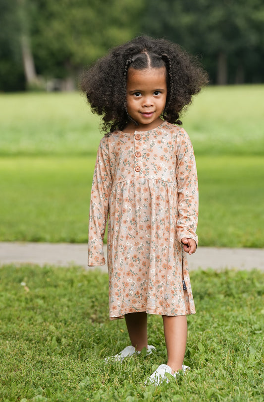 Long Sleeve Peplum Dress - Amber Garden