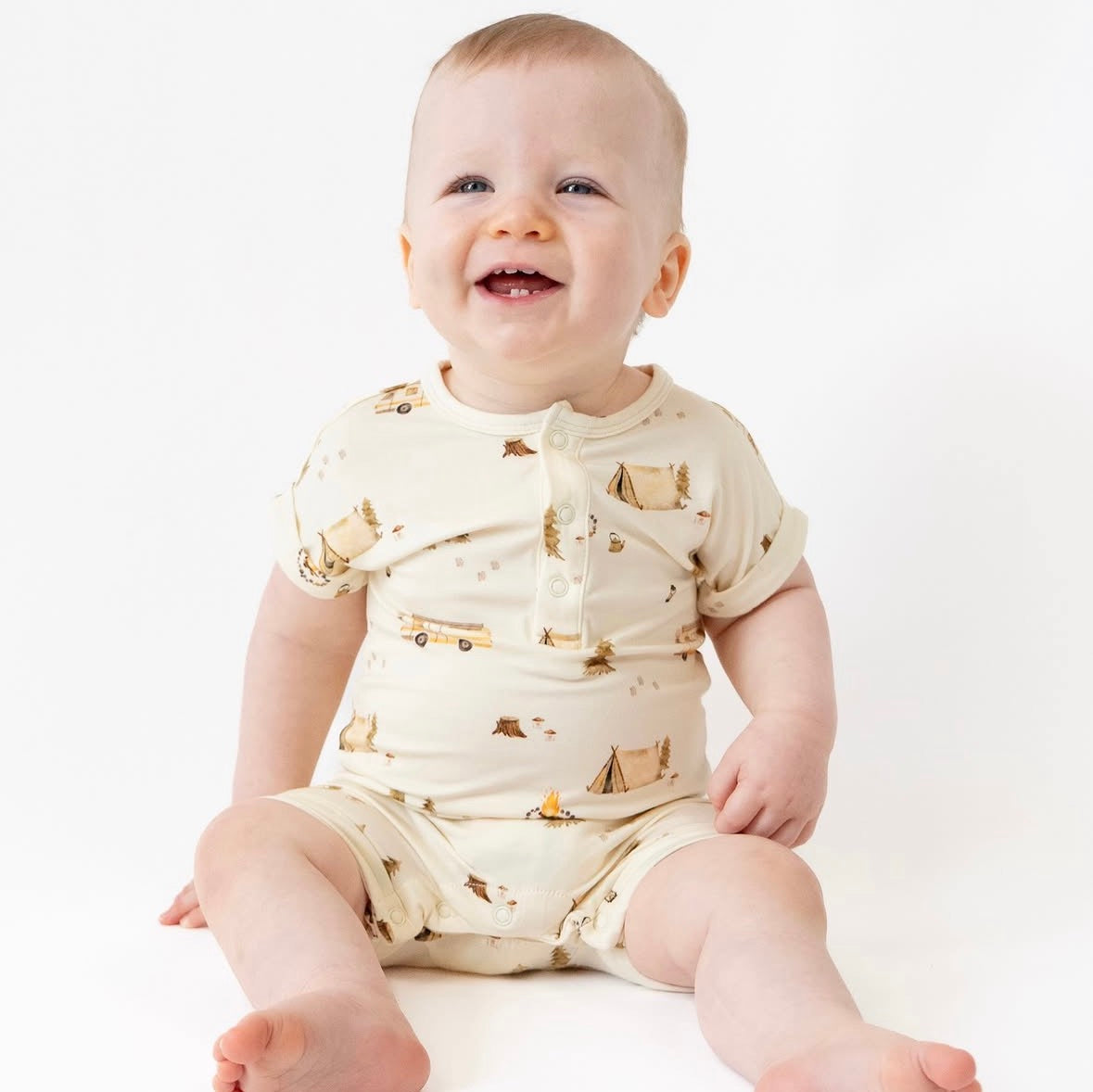 Bamboo Shortall Romper - Day Camp