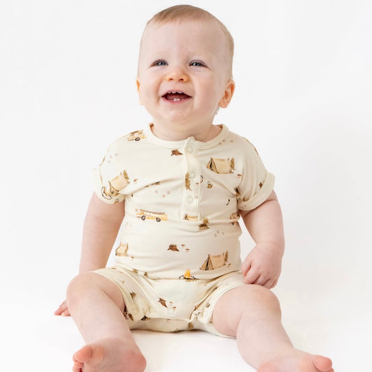Bamboo Shortall Romper - Day Camp