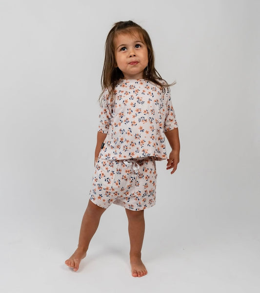 Baggy Top & Short Set - Peachy Blossom