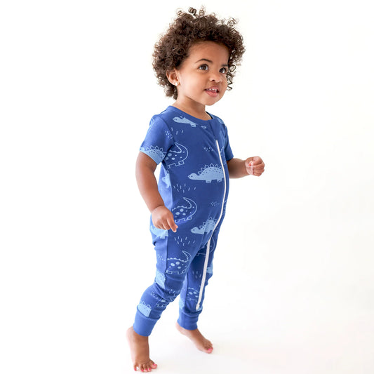 2-way Zip Short Sleeve Sleeper - Dino