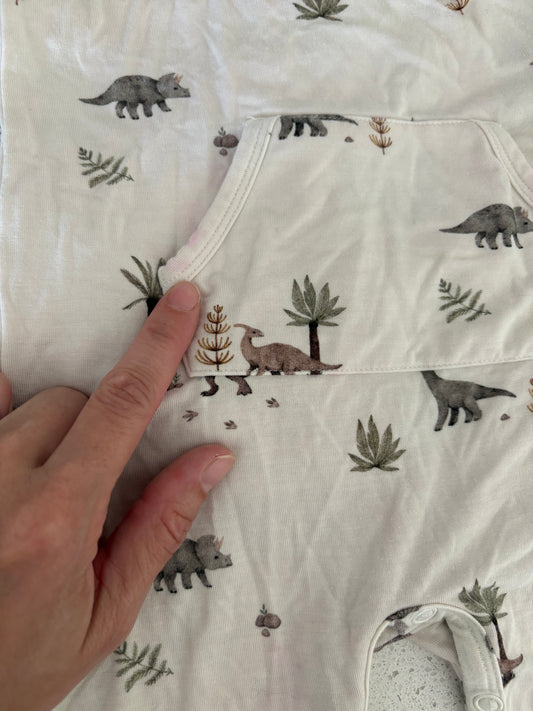 pre-loved :: 18-24M Bamboo Dinosaur Pocket Romper (flaw)