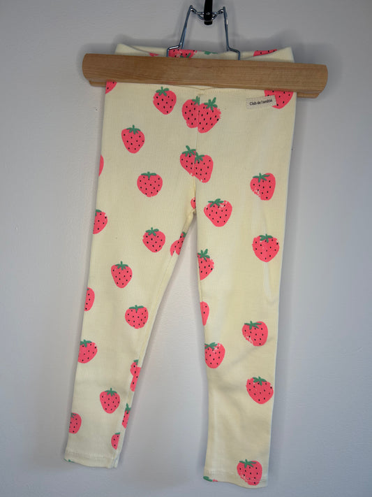 pre-loved :: 4T Yellow Strawberry Ribbed Leggings by ZARA
