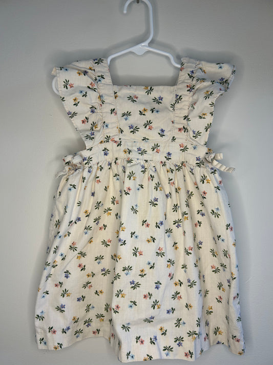 pre-loved :: 2-3T Beige Floral Ruffle Sleeve Linen Dress by ZARA