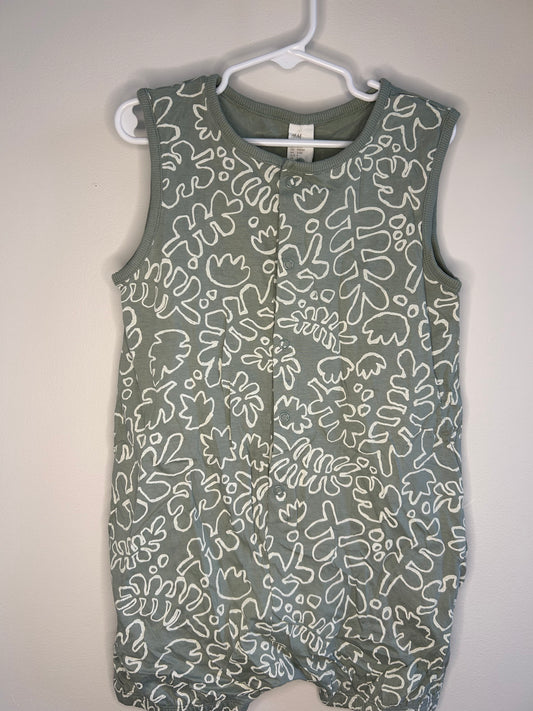 pre-loved :: 3-4T Green Palm Print Short Romper by H&M