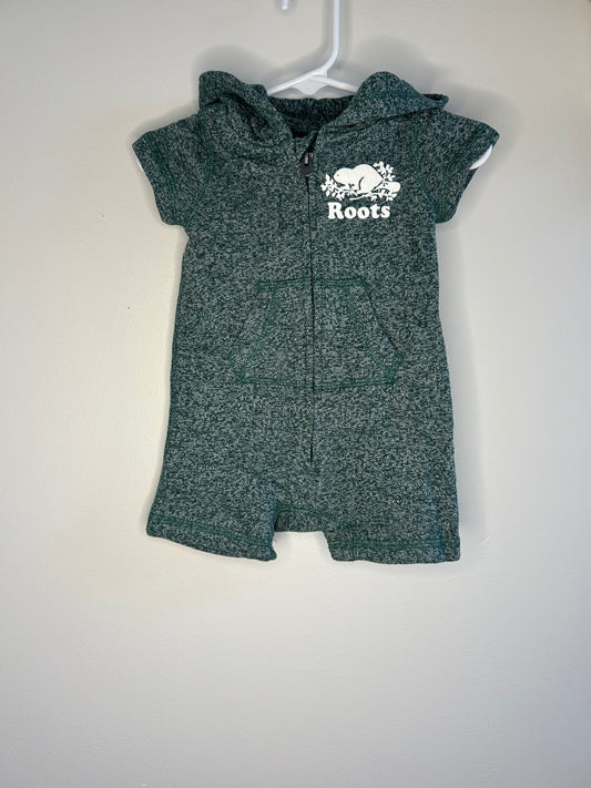 pre-loved :: 0-3M Green Hooded Short Romper by ROOTS