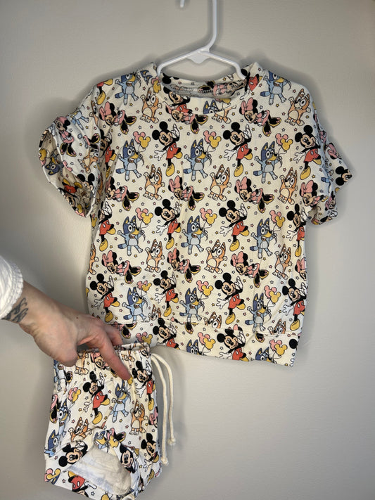 pre-loved :: 3T Mickey + Bluey Short & Top Set by Dear Aspen