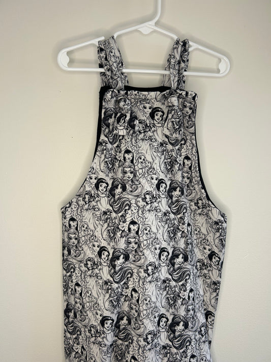pre-loved :: 4-5T Black & White Disney Princess Short Romper by Handmade