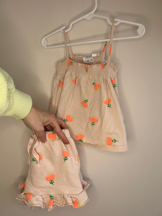 pre-loved :: 2T Tulip Tank & Shorts Set by ZARA