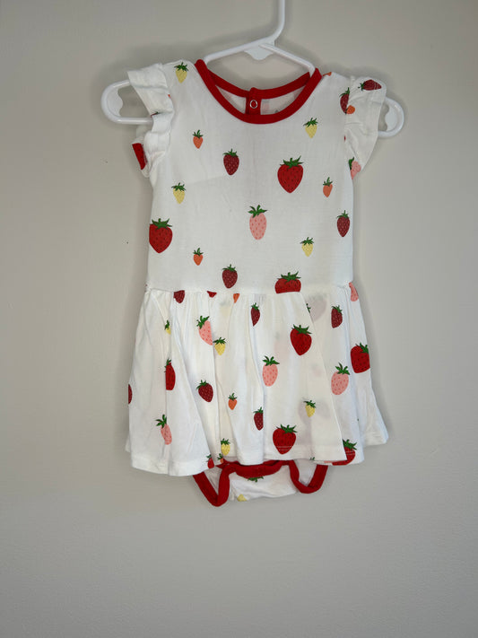 pre-loved :: 12-18M Strawberry Bodysuit Twirl Dress by Kyte
