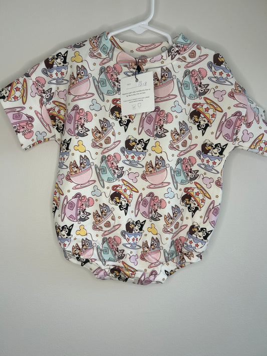 pre-loved :: 12-18M NWT Bluey Teacups Bubble Romper by Dear Aspen