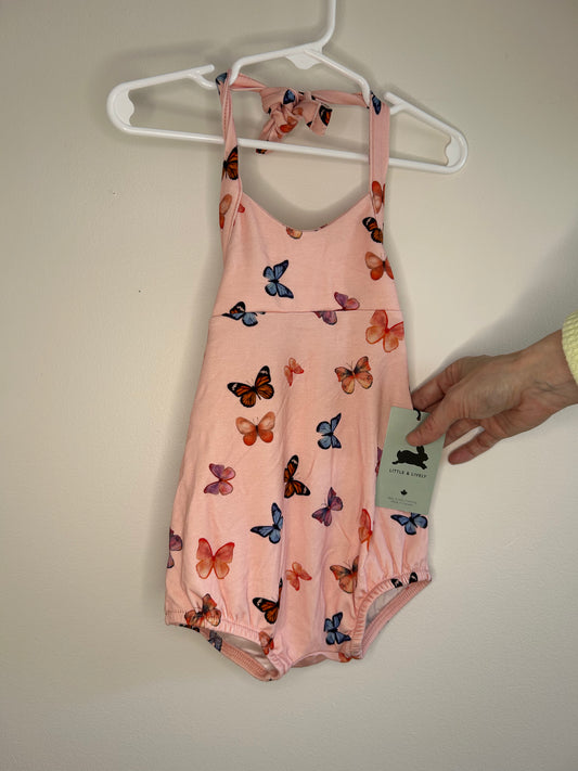 pre-loved :: 1-2T NWT Butterfly Halter Romper by Little & Lively