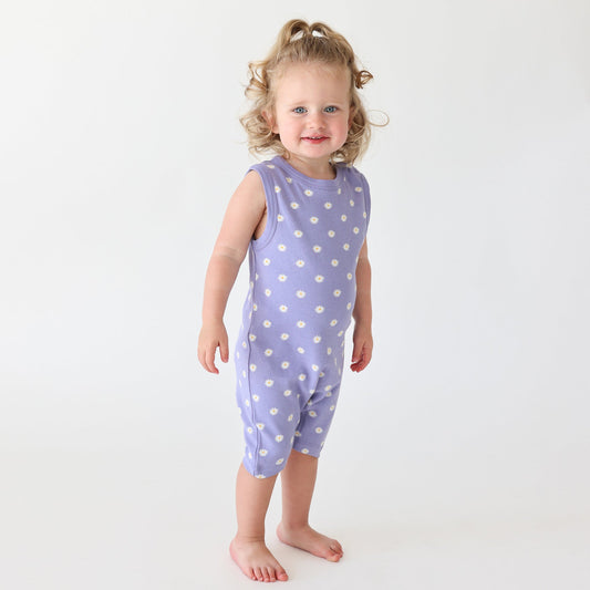 Organic Tank Romper - Lilac Daisies