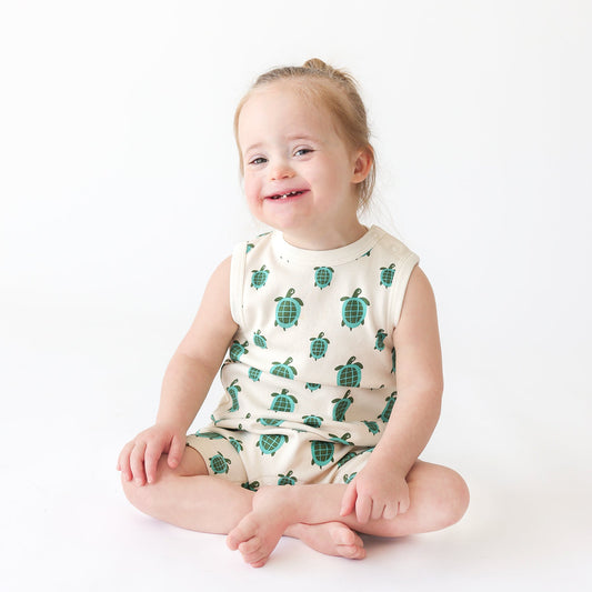 Organic Tank Romper - Turtles