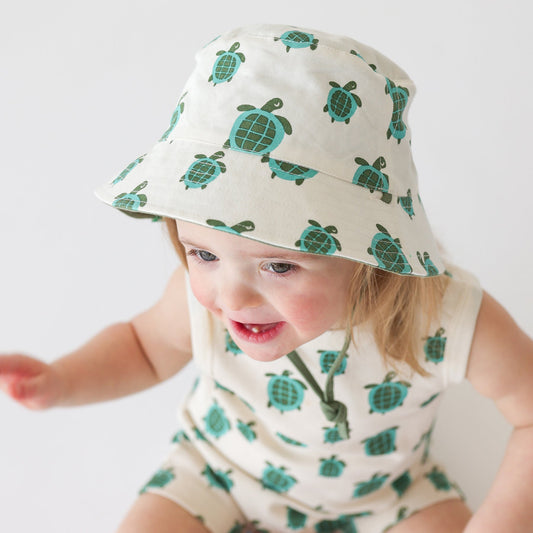 Reversible Organic Cotton Bucket Hat - Turtles