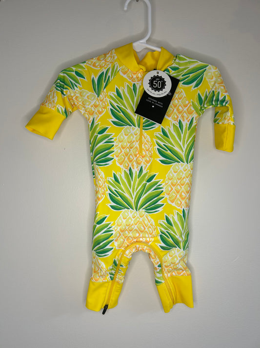 pre-loved :: 0-6M NWT Yellow Pineapple Sunsuit by Honeysuckle Swim Co.
