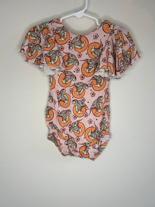 pre-loved :: 2T Pink Floral Wave Bamboo Leotard