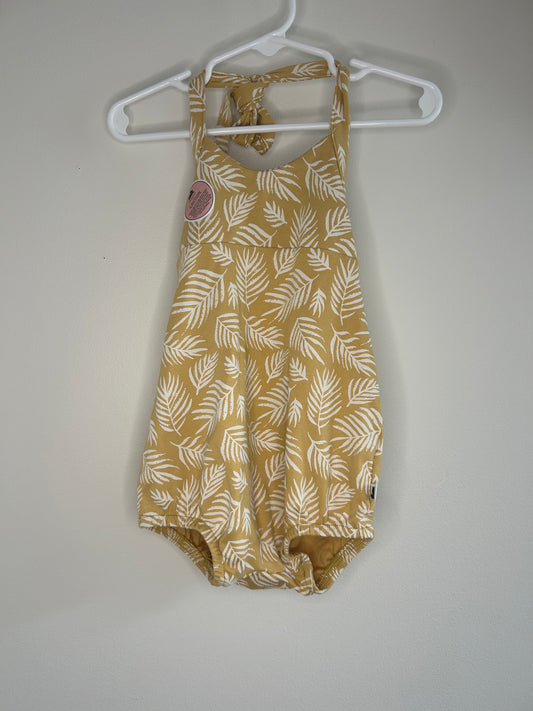 pre-loved :: 1-2T Yellow Palm Short Romper by Little & Lively