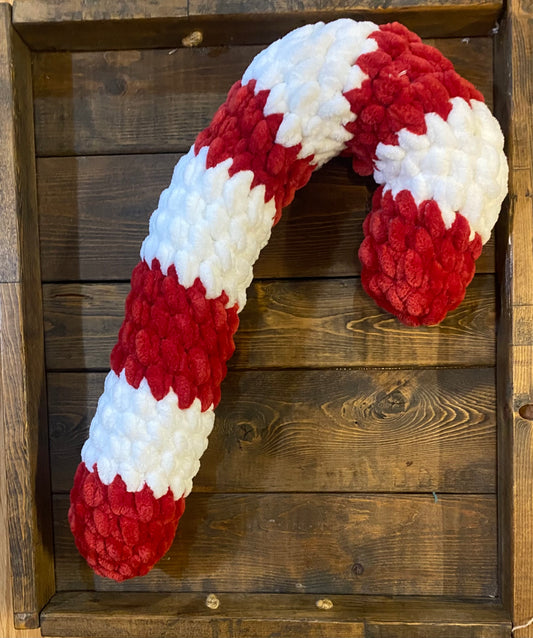 Hand Crochet Candy Cane - Red/White